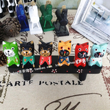 可爱天然木雕板凳和谐猫摆件手工彩绘招财猫创意家居装饰品摆件
