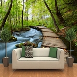 大型树林小路壁画电视沙发卧室背景墙纸墙布壁纸风景绿树