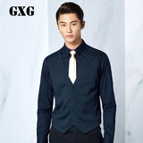 GXG[特惠]男装 男士时尚藏青色假两件休闲衬衫#43103203
