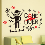 墙贴纸贴画英文个性创意复古儿童房间卡通游戏机忍者GAME黑白简约