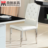 不锈钢餐椅 现代简约 黑白色PU皮革软包椅 金属小户型餐厅椅子