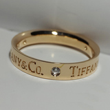 Tiffany蒂芙尼18K玫瑰金黄金镶钻戒指情侣款窄版对戒钻石婚戒男女