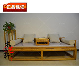 现代中式床免漆正宗北方老榆木单人床实木罗汉床禅意沙发厂家直销