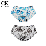 CK STORM 女士内裤 2条礼盒装无痕一片式抽象印花大码无痕三角裤
