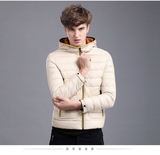 冬季男式青年韩版新轻薄款休闲修身保暖连帽羽绒服白鸭绒外套夹克