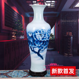 景德镇陶瓷花瓶手绘花开富贵客厅落地大花瓶家居装饰品摆件