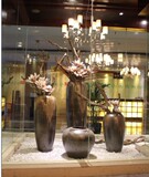 现代欧式复古陶瓷落地大花瓶组合酒店会所客厅装饰插花中式陶罐