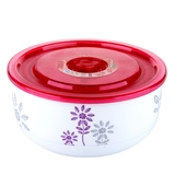 陶瓷保鲜碗抽真空保鲜盒耐高温微波炉饭盒创意印花便当盒迈扣圆形