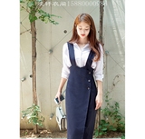 韩国代购夏装新款女装Cherrykoko 女式修身系扣无袖连衣裙29889
