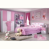 粉红色女孩板式现代简约儿童单人床1.2米1.5米青少年家具套房卧室