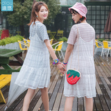 迪悠2016夏季新款韩版宽松显瘦两件套装女圆领短袖连衣裙学生潮