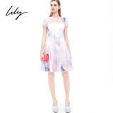 专柜正品Lily丽丽2015春季女装雪纺印花单件连衣裙115150J7506