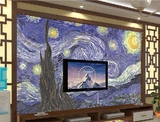 梵高星空现代简约抽象大型装饰电视背景墙纸壁画沙发背景墙画壁纸