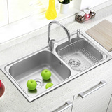 新店促销 樱花卫浴双槽304不锈钢水槽厨房洗菜盆套装 送下水管