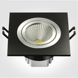 方型COB天花灯LED方形射灯筒灯格栅开孔嵌入式全套可转动银黑白壳