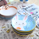 包邮 可爱手绘动物碗面碗汤碗平盘菜盘子日式创意陶瓷器餐具套装