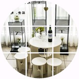 宜家小户型阳台桌椅 现代简约白色咖啡桌创意圆桌茶几椅子组合桌