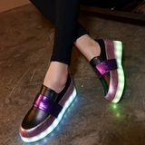 2016春秋新款USB充电发光鞋荧光鞋LED七彩发亮女鞋内增高丁字鞋潮