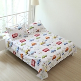 纯棉卡通小汽车床单儿童单人老粗布褥单凉席1.2米1.5米儿童房床单