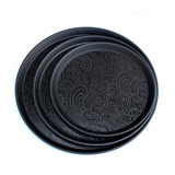 托盘茶盘黑色欧式塑料长方形圆形防滑托盘快餐盘客房盘咖啡果盘