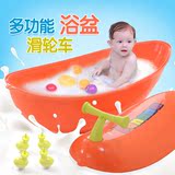 欧培 婴儿浴盆宝宝洗澡盆 带感温新生儿浴盆 多功能儿童滑轮浴盆