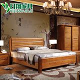 日翔 新中式实木床榆木床 1.8米双人床大床卧室家具 1.5米婚床