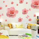 大型超立体玫瑰贴纸卧室浪漫婚房布置贴花客厅沙发电视墙贴背景墙