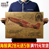 P51野马战斗机 二战战机飞机结构设计图纸复古牛皮纸海报装饰壁画