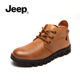 Jeep吉普新款真皮靴英伦马丁靴潮流男鞋冬季系带男士短棉加绒靴子