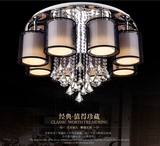 经典大气餐厅吊灯圆形水晶客厅灯卧室LED吸顶灯多头黑色大厅灯具