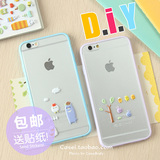 苹果4S手机壳 iphone4保护套 i4创意纯色磨砂卡通DIY硅胶外壳潮女
