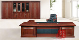 上海办公家具油漆老板桌简约现代总裁桌实木2.8/3.2米大班台桌椅