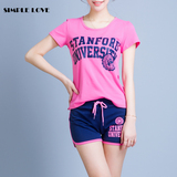 韩国夏季短袖短裤运动服休闲套装女装学生运动装纯棉跑步运动套装