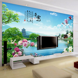 电视背景墙壁纸壁画3d立体山水风景客厅影视墙纸大型壁画无缝墙布