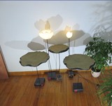 新中式古典装饰客厅大堂茶楼创意荷叶摆件组合荷花艺术落地灯清尘