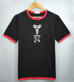 科比T恤新款kebi24号训练服篮球纯棉运动短袖T恤湖人加肥加大宽松