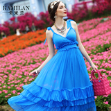 [转卖]【新年价】卡米兰女装2015新款真丝连衣裙夏季吊带沙
