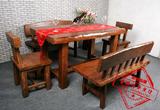老榆木餐桌椅组合全实木桌子原木田园简约现代书桌茶桌咖啡桌
