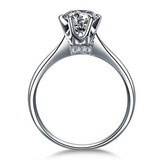 包邮925纯银戒指6爪皇冠1克拉锆石仿钻戒指结婚订婚情侣戒指女