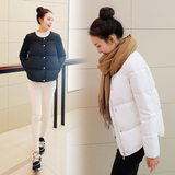 2015冬装新款韩国韩版面包款宽松小香风短款圆领羽绒服女修身加厚