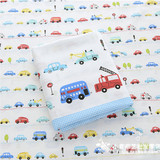布料 面料 斜纹棉布 宝宝床单被套布 小汽车部队 巴士 半米价格