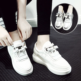 韩版运动鞋女2016春鞋子女白色板鞋内增高银色休闲鞋串珠小白鞋潮