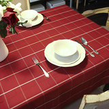 全棉加厚桌布家居布艺圆餐桌茶台布布盖巾欧式英伦红格子椅套套装