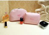 欧美限量绝版新品淡粉色时尚化妆包 手拿包透明双拉头唯美包包