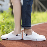 新款帆布鞋女韩版平底鞋小白鞋百搭透气夏学生一脚蹬低帮休闲板鞋