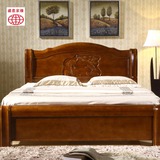 实木床 双人床1.8m米简约现代中式婚床 木头木质床橡木家具包邮