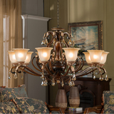 欧式客厅吊灯 美式复古铁艺树脂卧室灯具 简约创意水晶书房吊灯饰