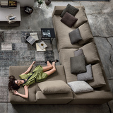 新款布艺沙发组合简约现代L型客厅转角布沙发贵妃可拆洗大小户型