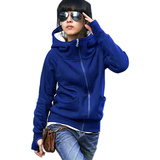 2015韩版大码女装秋装冬装新款加厚加绒连帽女士开衫外套胖mm卫衣