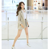 韩国东大门代购2016夏季新款时尚棉麻西装外套短裤套装两件套女潮
